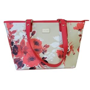 St. John Red Floral Tote Bag